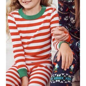 Hanna Andersson Holiday Long John Pajamas Set Winter Candy Cane Elf Toddler 2T